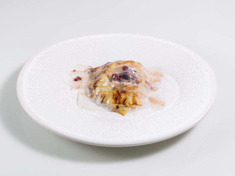 Flor de alcachofa y velo iberico Casa Belarmino